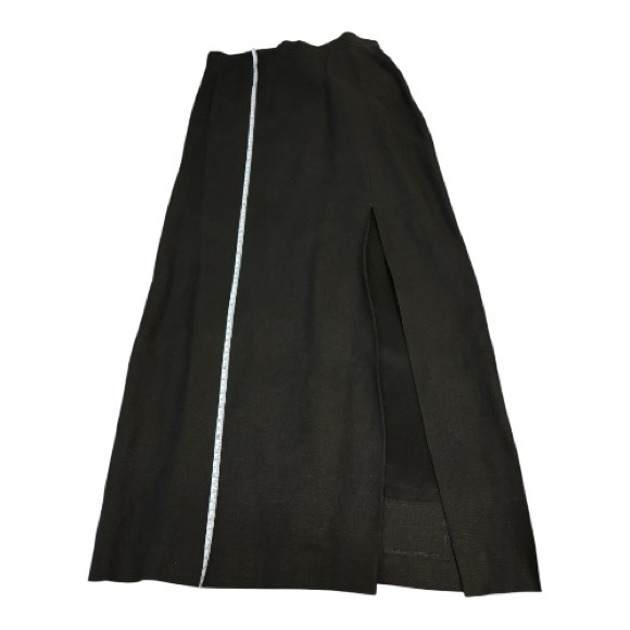 Powerline Canada Black Linen Maxi Skirt High Waist Sexy Slit Minimalist Luxury - Picture 4 of 14